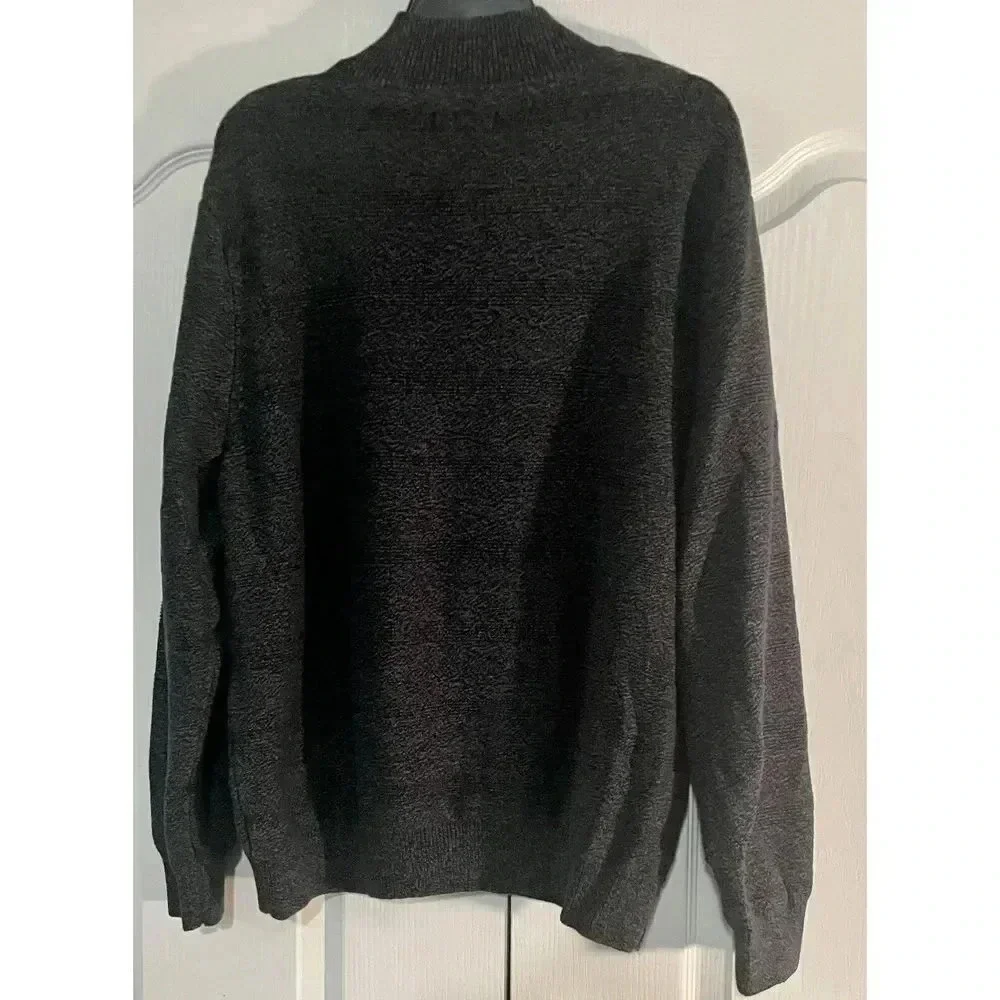 Chaps Twist‎ Mock Neck Dark Gray Sweater Men Size 2XL 100% Cotton 1/4 Button